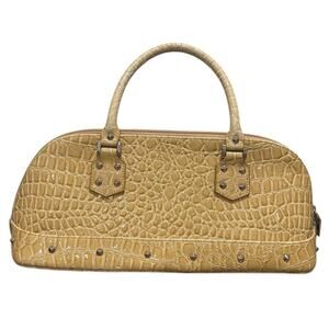 Vintage Y2K Faux Croc Emboss Leather Barrel Shoulder Armpit Bag‎ Diva Stud Purse